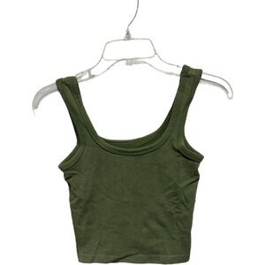 Freshwear Basics Layering Cropped Tank Green Size M/L Ribbed Lounge Casual